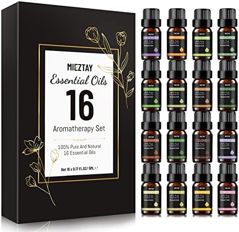 Essential Oils Set - 16 Pcs Premium Essential Oil Kit for Candle Making, Diffusers, Massages, Aromatherapy, Skin Care - Lavender, Eucalyptus, Peppermint, Tea Tree Aromatherapy Oils
