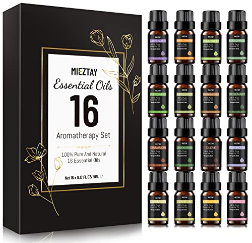 Essential Oils Set - 16 Pcs Premium Essential Oil Kit For Candle Making, Diffusers, Massages, Aromatherapy, Skin Care - Lavender, Eucalyptus, Peppermint, Tea Tree Aromatherapy Oils #TOP2
