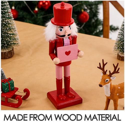 Casse-Noisette en bois lot de 2 statuettes cœur de 25 cm, cadeau idéal Saint-Valentin
