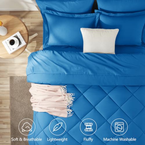 Image of CozyLux Full Size Comforter Sets Royal Blue - 7 Pieces Bed in a Bag Full, Luxury Soft Bed Set for All Seasons, Bedding Set with Down Alternative Comforter, Sheets, Pillowcases & Shams
