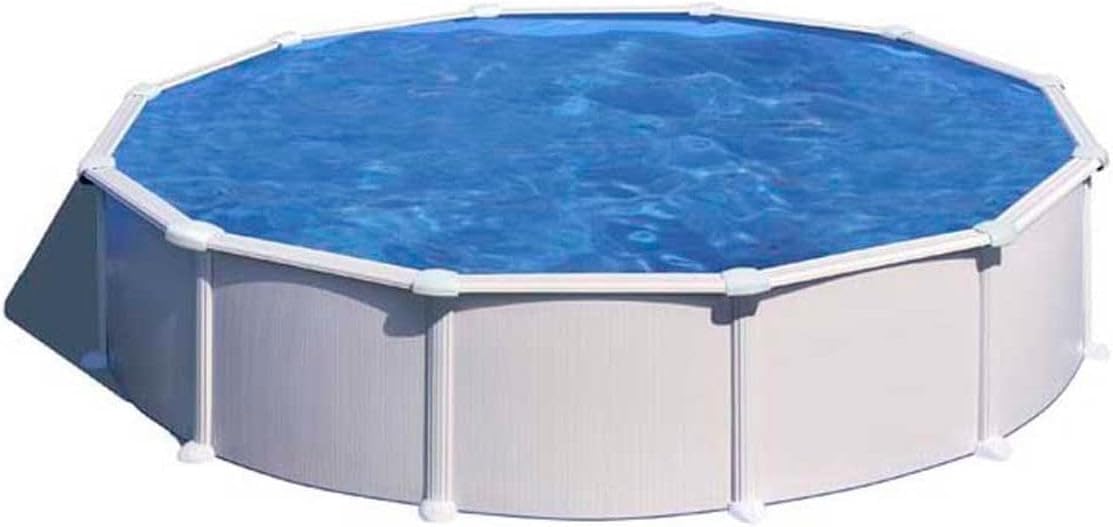 Piscina de Acero Elevada,​Redonda con Aspecto Acero Blanco. Piscinas Desmontables para Jardín 550 x 132 cm - Piscina Gre KITPROV508 Atlantis.