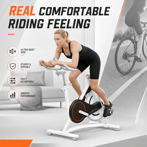 Image of Exercise Bike, Stationary Bikes for Home, Compact Indoor Cycling Bike | with Tablet Mount, with Exclusive Heart Rate Sensor and APP Sync, with Continuously Variable Resistance