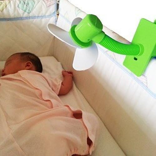geshiglobal Cute Mini Clip On Battery Operated Fan Safe Soft Blades for Baby Pram Stroller Cot Blue