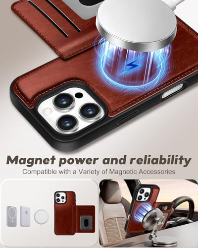 Uppuppy for iPhone 16 Pro Wallet Case with Card Holder,Brown - image 5
