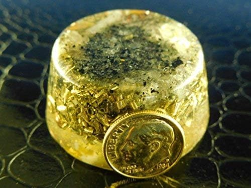 Miniatura 4 de Prosperidad 24K Gold Small Tower Buster Crystal Orgone Generator Acumulador de energía 7.83432528Hz OM Chant Advance Armónicos Muchos ingredientes
