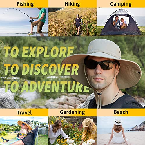 【Oversize Xxl】 Sun Hat For Men,【Upf50+Waterproof Wide-Brim】 Boonie-Hat Sun-Hat Fishing-Hat For Safari Hiking Beach Garden #TOP6