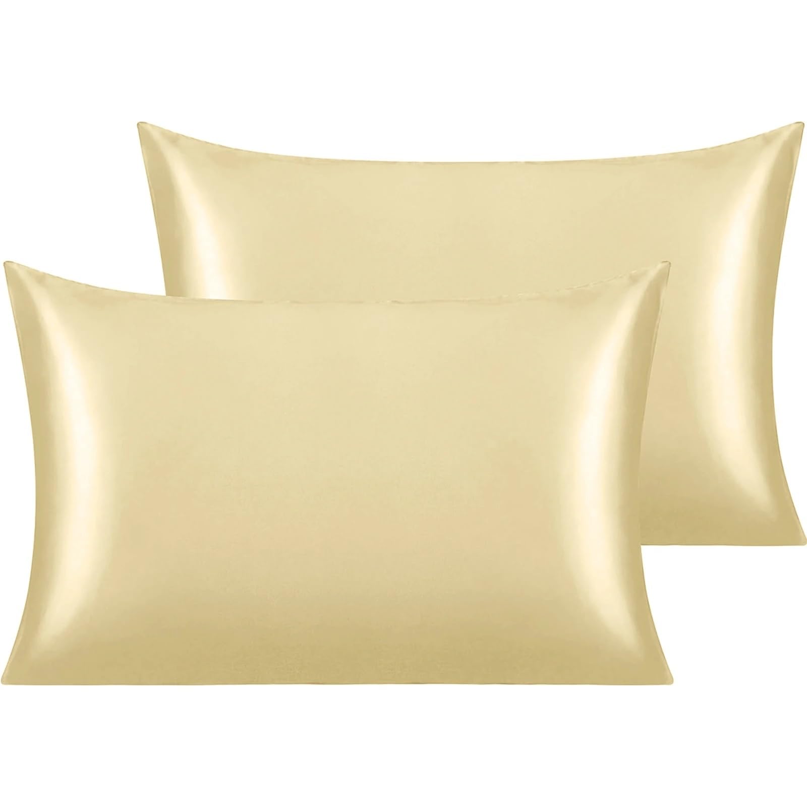 Silk Pillowcase Stain Pillowcase For Hair Skin Breathable Pillow Covers(Champagne,51cmx76cm 2pcs)