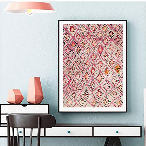 Décor mural affiche éclectique rose et toile moderne abstrait 50x70