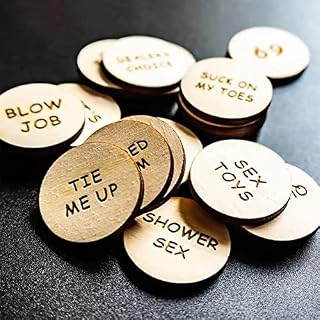Umeloeo 20pcs Date Night Activity Token Funny Tokens Wooden Couples Date Night Activity Token Wooden Couples Date Night Romantic Night Sex Token Valentines Day (Circle 01)