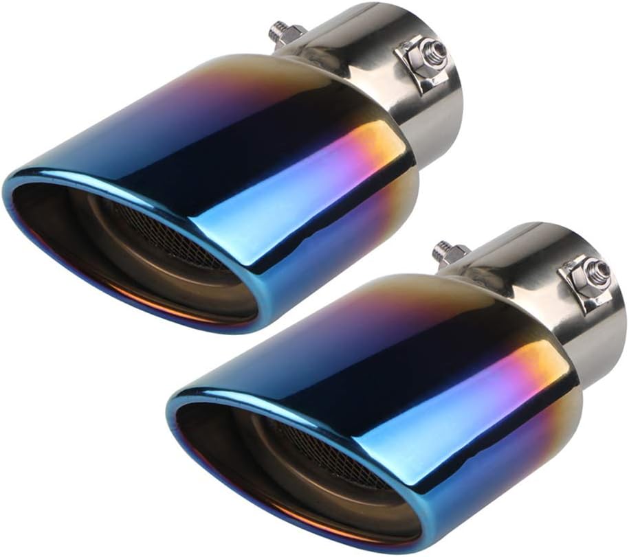 Takusi 車用 汎用 マフラー カッター オーバル 38mmf 53mmfに対応 ステンレス製 排気管 軽自動車 乗用車 大口径 2個セット 外装パーツ 激安先着 チタン焼き調