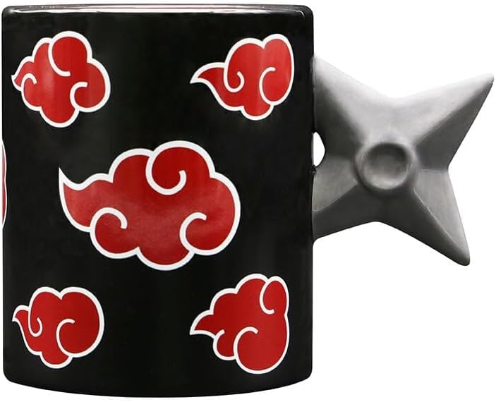 ABYSTYLE Naruto Shippuden Akatsuki Clouds 3D Shuriken Handle Mug 16 Fl Oz Anime Manga Drinkware Home & Kitchen Merch Gift
