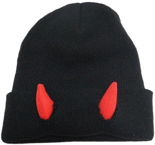 Womens Halloween Devil Horn Hat Skull Hat Warm Knitted Winter Beanie Cuffed Funny Alt Emo Scene Cap Y2k Accessories - Image 2