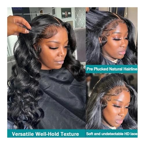 Perruques cheveux humains vague de corps 13x6 dentelle transparente sans colle - 3