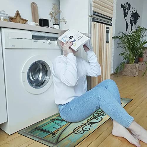 U'artlines Farmhouse Laundry Room Rugs Runner Non-Slip Waterproof Runner Rug Rubber Backing Hallway Rug Laundry Room Rugs And Mats For Kitchen Floor Laundry Room Bathroom Hallway Entryway (Teal) #TOP5