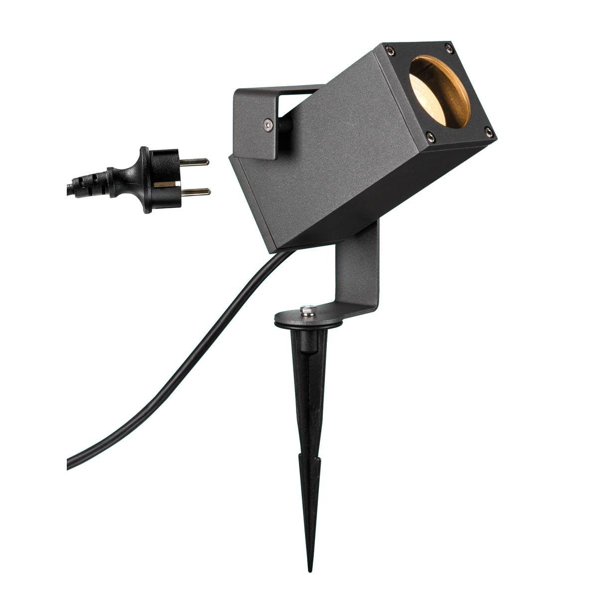 SLV lampada a picchetto THEO BRACKET SP QPAR51 / lampada da esterno per l’illuminazione di giardino, terrazza, piante, stradelli, stagni, faretto da esterno / GU10 IP65 7W antracite