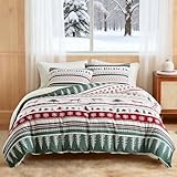 Lekesky Biancheria da letto natalizia, 220 x 240 cm, copripiumino con motivo natalizio, set da 3 pezzi, con federa con chiusura lampo, 80 x 80 cm x 2 cm