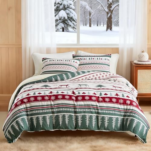 Lekesky Weihnachts Bettwäsche 220x240, Grüner Weihnachtsbaum...