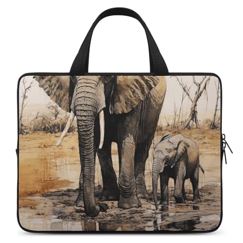 Sacoche pour ordinateur portable à bandoulière grand confort motif éléphant