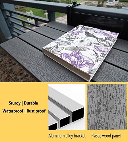 Mesa de suspensão marrom varanda trilhos mesa, altura ajustável ao ar livre móveis varanda pendurado