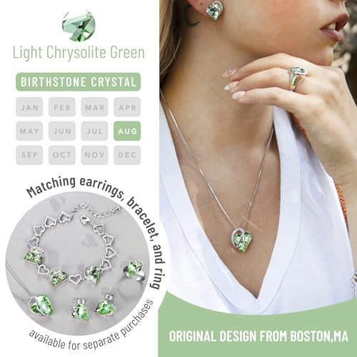 Leafael Cadeau Fête des Mères Collier Cœur Femme avec Pierre de Naissance et Cristaux Bijou Femme Hypoallergénique Argent avec Coffret Cadeau – vue 4