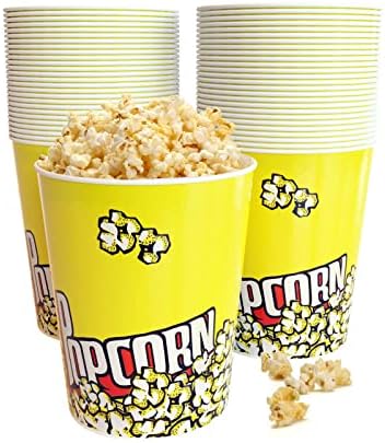 32 Oz Popcorn Buckets 50 Pack Retro Style Disposable Popcorn Box Grease Resistant Small Popcorn Holer for Home Movie Night Birthday Christmas Concession Stands Popcorn Bars