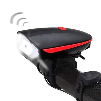 SPOKEFOX USB Rechargeable Waterproof Rechargeable Bike Bicycle 3 Mode Light with Loud Horn (Red) - (Pack of 1)