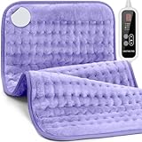Heating Pad for Back Pain Relief - 33"x17" Extra Large Electric Heat Pad,6 Heat Settings &4 Auto Off, Machine Washable,Overheat Protection,for Shoulders,Neck,Period Cramps,Gifts for Women Mom [Purple]