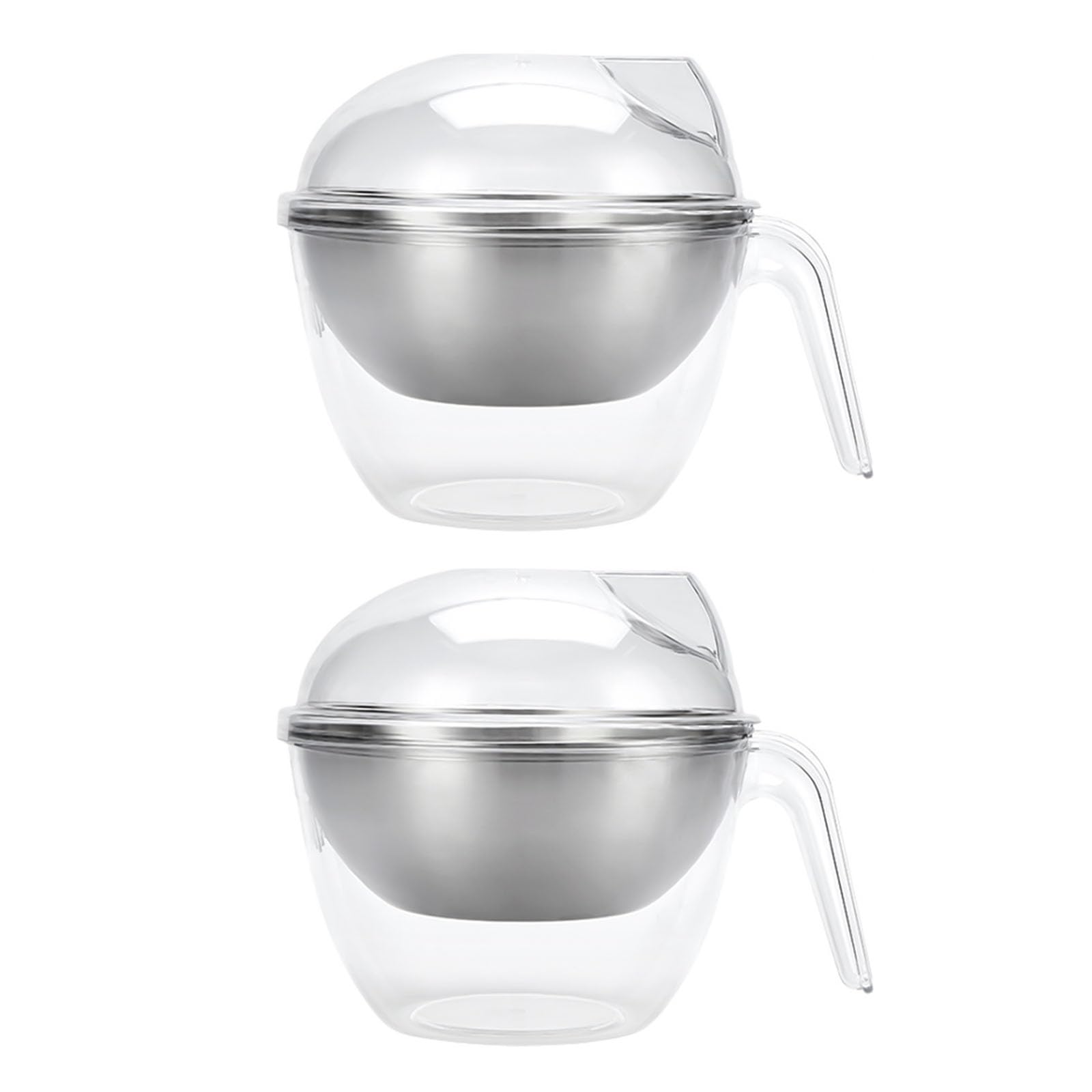 Tsophreniq Of 2 Large Salad Bowls with Lid Practical Ice Chilled Serving Bowl with Lid for Keep Salads and Fruits Freshness Ice Chilled Serving