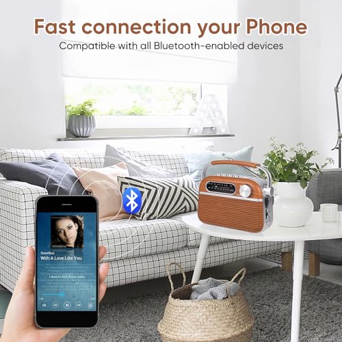 Ongteed Portable Am Fm Analog Radio Plug In Wall With Bluetooth Speak, 3-Way Power Sources, Built-In Rechargeable Battery, Ac Or D Battery Operated Vintage Transistor Radio With 5W Loud Speaker thumb #2
