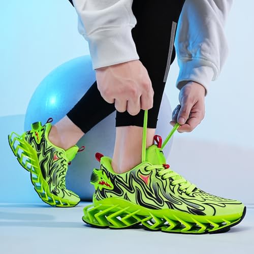 Men's Outdoor Shock - Absorbing Walking Shoes for Tennis and Basketball, Blade Non Slip Fashion Sneakers, Breathable Mesh Soft Sole Casual Athletic Sport Shoes (red,7)2