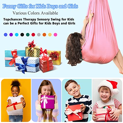 Sensory Therapy Swing for Kids - Indoor Outdoor Yoga Swing Hammock Elastic Cuddle Therapy Swings Chair Funny Gifts for Boys Girls with Autism ADHD SPD Asperger's Sensory Integration (Pink)