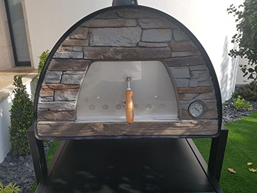 Authentic Pizza Ovens Maximus Black Wood-Fired Portable Outdoor Pizza Oven, Handmade in Portugal, Stainless Steel Chimney, Pizza Peel, Thermometer, Extra Floor Tile & Baking Dish Included - Image 3