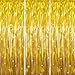 GOER 3.2 ft x 9.8 ft Metallic Tinsel Foil Fringe Curtains for Party Photo Backdrop Wedding Decor (Gold,3 pcs)