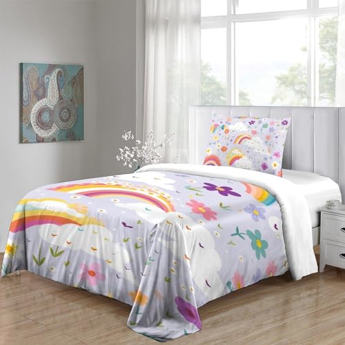Housse de couette Le Rainbow parure de lit enfant single 135x200cm