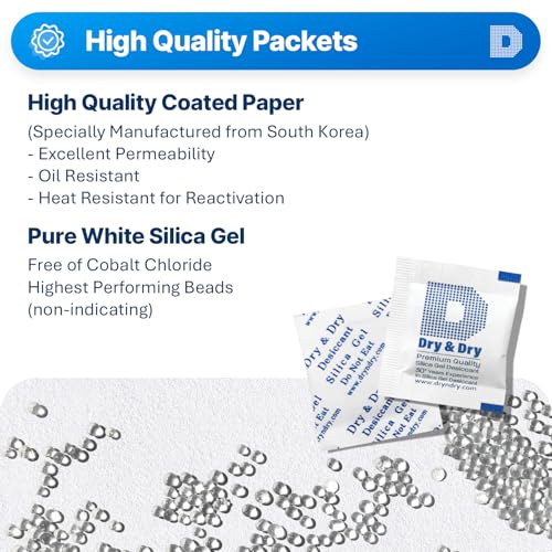 Dry & Dry 1 Gram [5000 Packets] Silica Gel Packets Desiccants, Silica Packets - Rechargeable Silica Gel Packs, Desiccants Packets, Silica Gel - Thumbnail 3