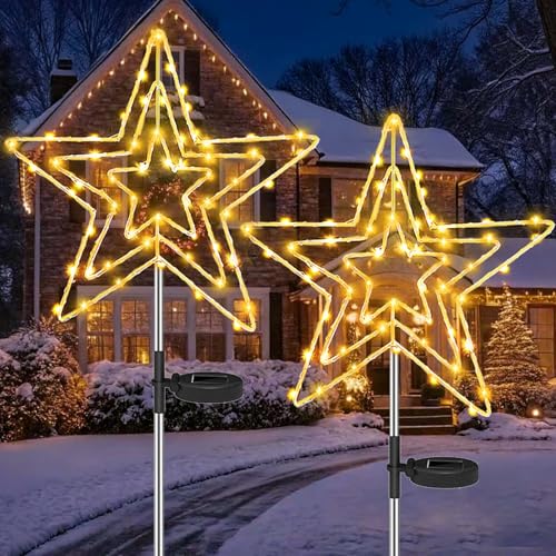 Joycome Stern Weihnachtsbeleuchtung Außen Solar 2 Stück 75 LED...