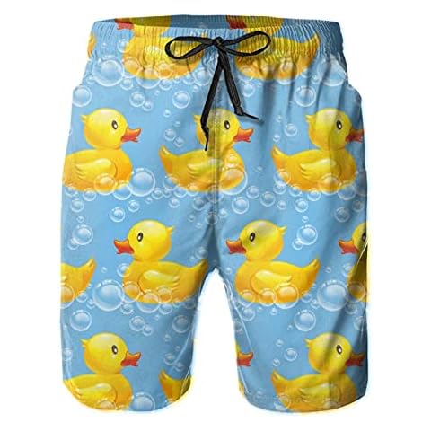 SARA NELL Men's Swim Trunks Rubber Duck Surfing Beach Board Shorts Swimwear, White, Large Cover