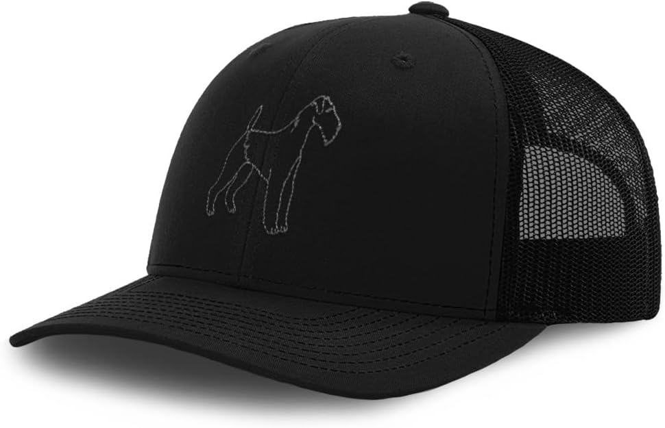 Speedy Pros Mesh Cap Embroidered Domestic Airedale Dog Bingley Waterside Trucker Hats for Men & Women Cotton