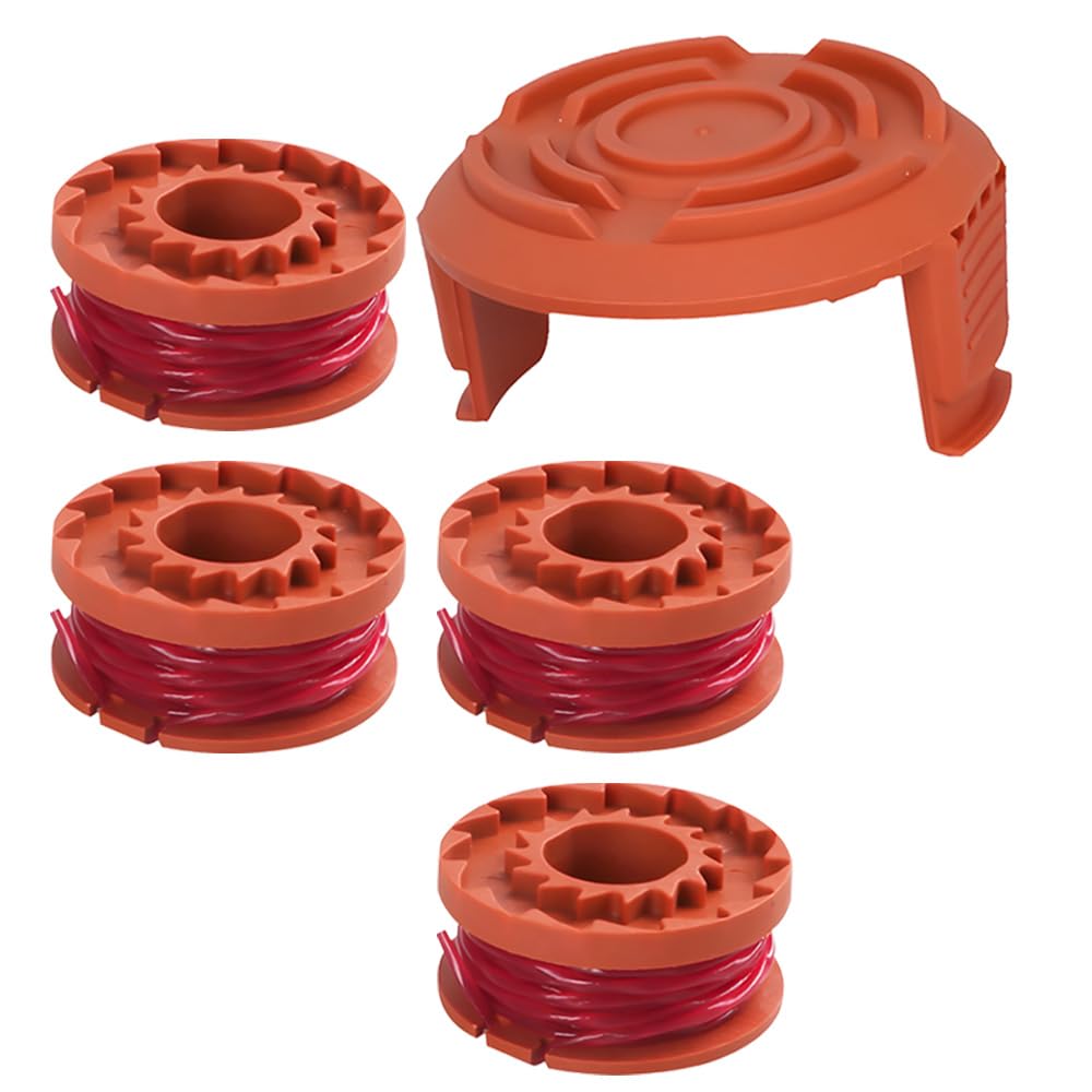 Lolwwglm My-Dcs-Wo-4+1 5Pcs Worx Wa0004 Strimmer Spool Replacement Kit - Compatible With Wg150-Wg180 & Cgt Series - Includes 4 Spools + 1 Cap - For 20V Grass Trimmers