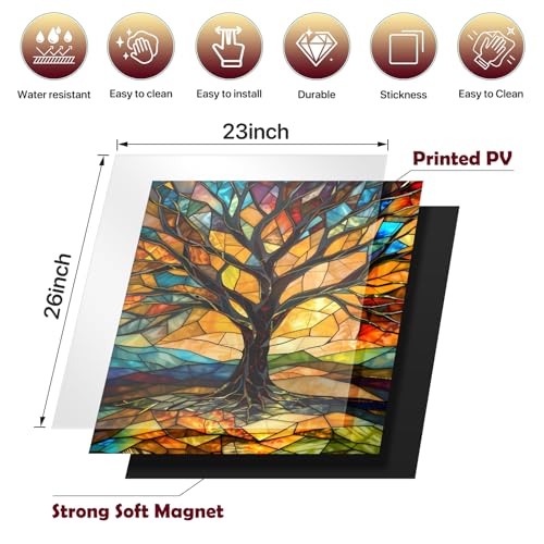 Image of Colorful Tree Dishwasher Magnet Cover for Washers Fridge Cover Panel Decal Home Kitchen Decor,Washing Machine Cabinet Reusable Dishwasher Covers,26 x 23 inch