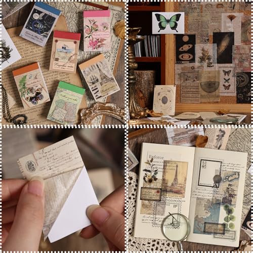 Npcswxq 300Stück scrapbook stickers set, Natur Vintage scrapbook zubehör für DIY Junk Journal Karte machen Umschläge Papier Briefpapier Collage bullet Journaling Zubehör,Fotoalbum,Geschenke