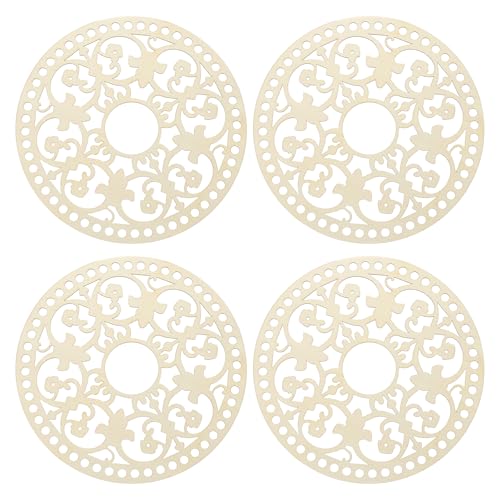 Fond de panier en bois à crocheter PATIKIL 4 pcs bases rondes 20cm