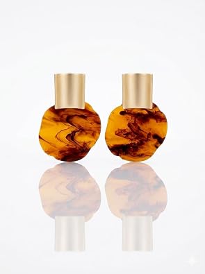 Paslanmaz  elik Kad n K pesi, Tortoiseshell Desenli Re ine, Alt n Rengi, 5,4CM Uzunluk, 3,8CM Daire  ap