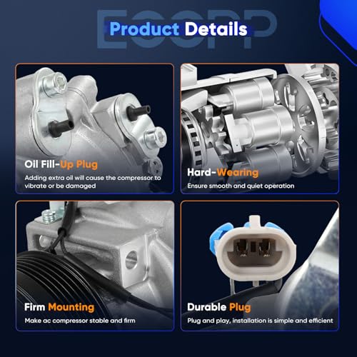 Image of ECCPP AC Compressor 2013-2022 for Buick Encore for Chevrolet Sonic 1.4L | 2015-2022 for Chevrolet Trax 1.4L 1.8L Fast Cooling A /C Compressor with Clutch