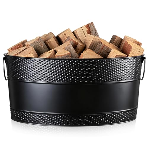Otoolling 1 Pcs Firewood Log Bucket 15.8 Inch Galvanized Tub