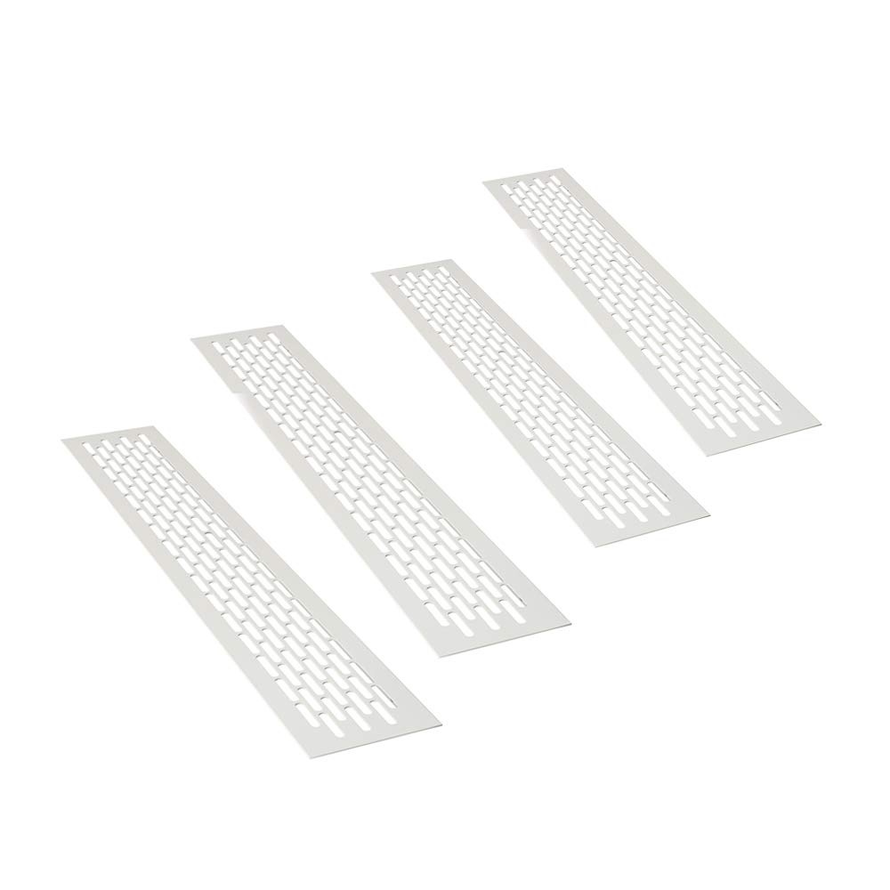 sossai® Griglia di ventilazione in alluminio - Alucratis (4 pezzi) | Rettangolare - dimensioni: 48 x 8 cm | Colore: bianco | areazione