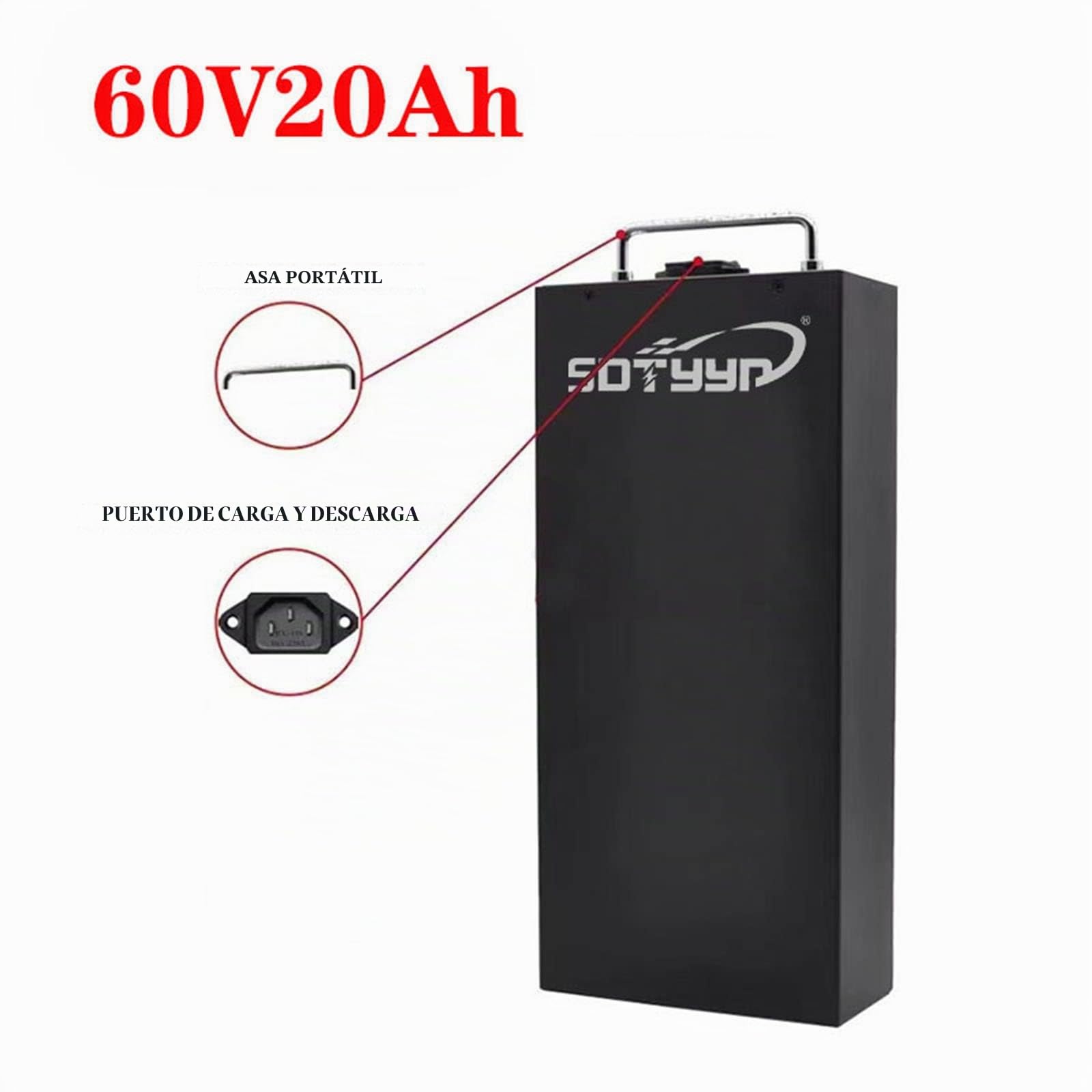 60V 20Ah para Citycoco Fat Tire Scooter eléctrico Batería de Iones de Litio Li-Ion Bicicleta eléctrica de Dos Ruedas con BMS y Cargador para Motor de 1500W 1000W