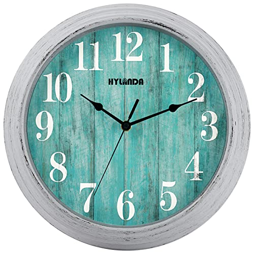 HYLANDA Horloge Murale rétro Vintage silencieuse à Piles, sans tic-tac décorative pour Cuisine, Salon, Bureau, Salle de Bain (Gris)