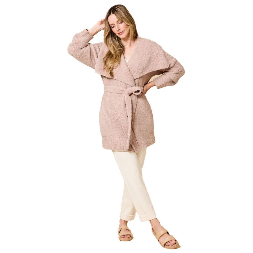 Softies Womens Ultra-Marshmallow Wrap Cardigan with Exaggerated Collar