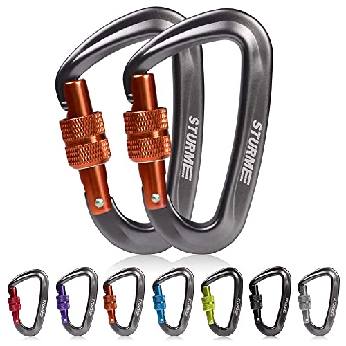 STURME 12kN (2697 lbs) Heavy Duty Locking Carabiner Clips for Outdoor, Camping, Hiking, Securing Pets, Hammock, Dog Leash Harness